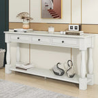 Console Table 63 Long Console Table with Drawers and Shelf for Entryway,Hallway,Living Room