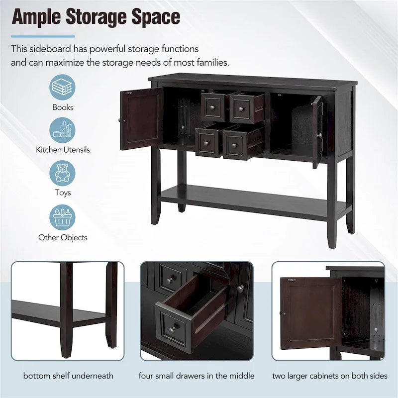 Cambridge Series Ample Storage Vintage Console Table w/Four Drawers