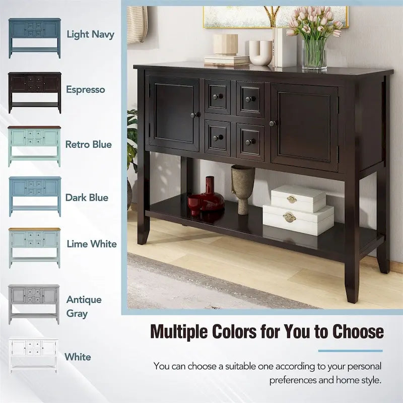Cambridge Series Ample Storage Vintage Console Table w/Four Drawers