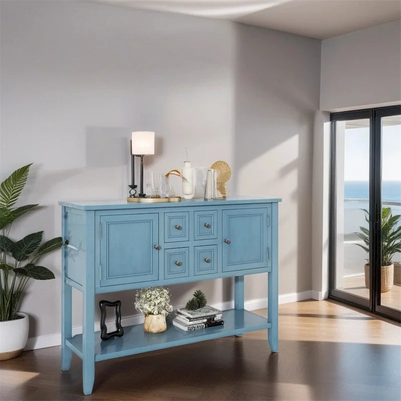 Cambridge Series Ample Storage Vintage Console Table w/Four Drawers