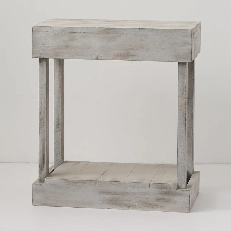 Tavolino/Tavolo d'Appoggio per Divano in Legno Massello Stile Rustico - 11 L x 26 A