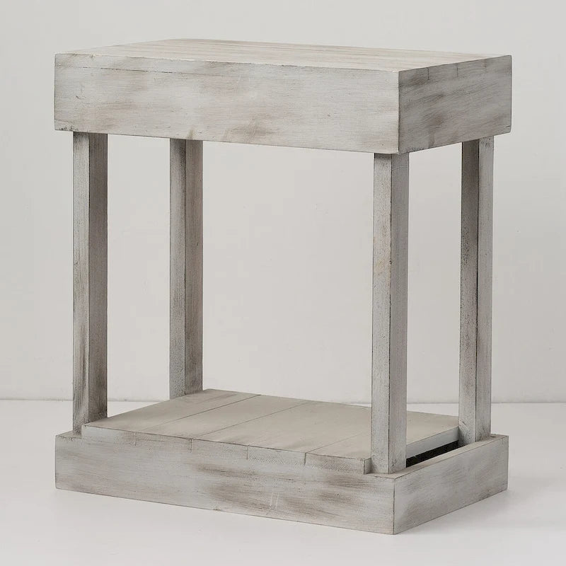 Tavolino/Tavolo d'Appoggio per Divano in Legno Massello Stile Rustico - 11 L x 26 A