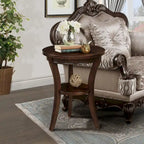 Wood Round End Table with Open Shelf