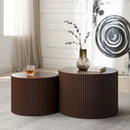 Tavolini da caffè rotondi impilabili in stile coloniale moderno (set da 2)