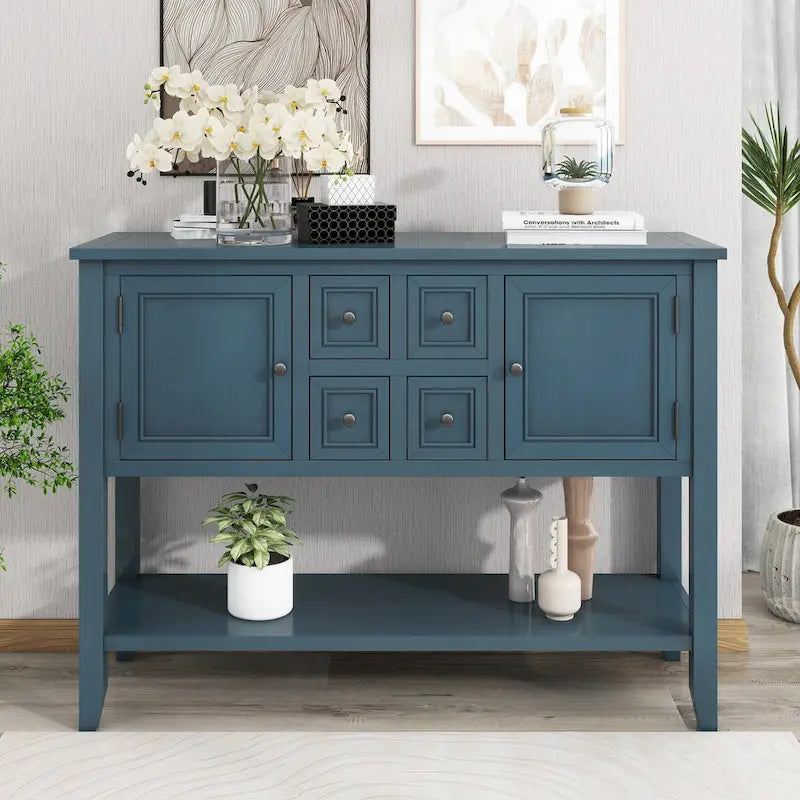 Tavolo Consolle Vintage Contenitore con Quattro Piccoli Cassetti e Ripiano Inferiore per Soggiorni, Ingressi e Cucine