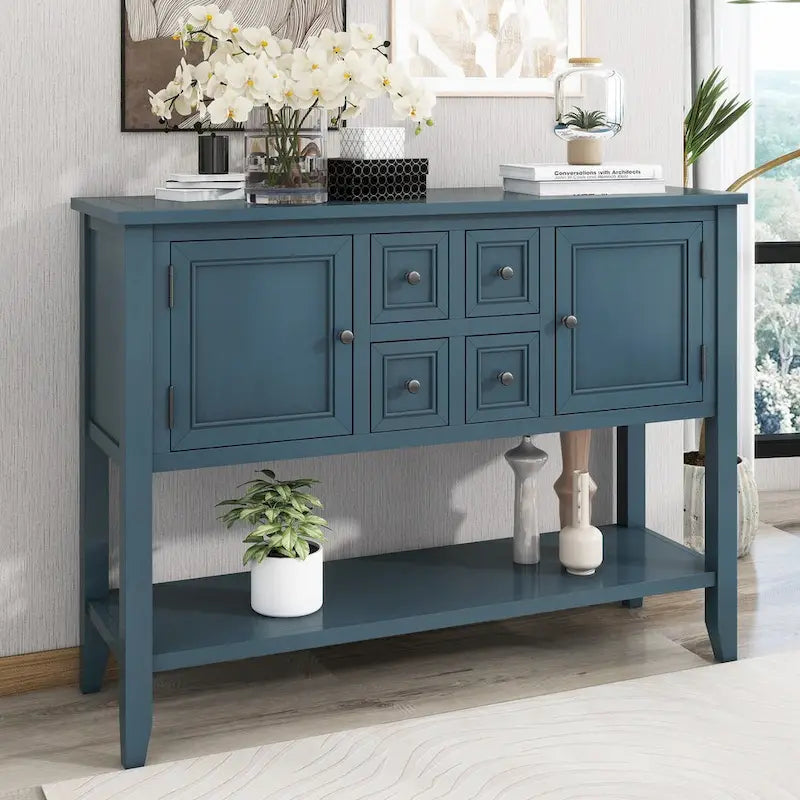 Tavolo Consolle Vintage Contenitore con Quattro Piccoli Cassetti e Ripiano Inferiore per Soggiorni, Ingressi e Cucine