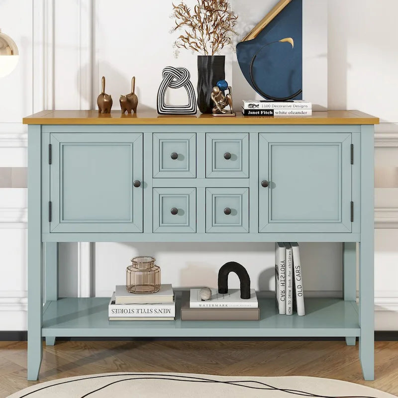 Tavolo Consolle Vintage Contenitore con Quattro Piccoli Cassetti e Ripiano Inferiore per Soggiorni, Ingressi e Cucine