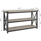 Tavolo stretto da ingresso a 3 ripiani da 47.2", consolle con struttura in metallo