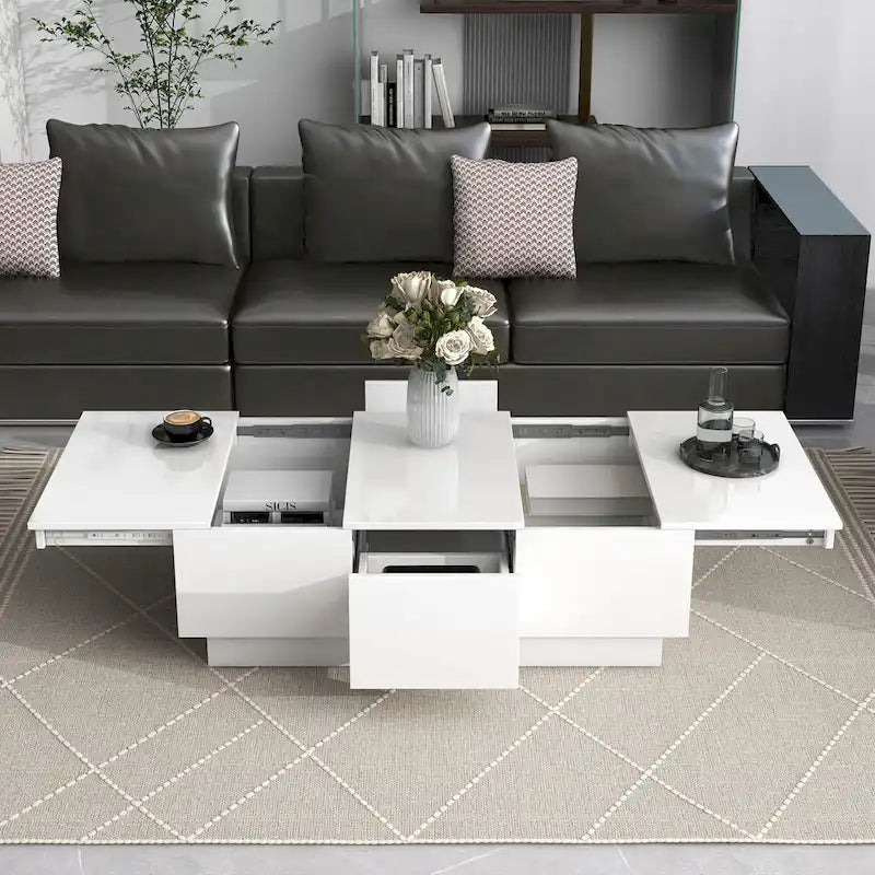 Multifunctional Extendable Coffee Table Sofa Table Cocktail Table with 2 Hidden Storage Compartment