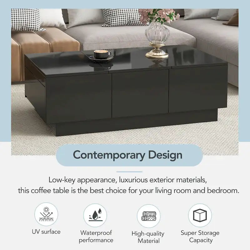 Multifunctional Extendable Coffee Table Sofa Table Cocktail Table with 2 Hidden Storage Compartment