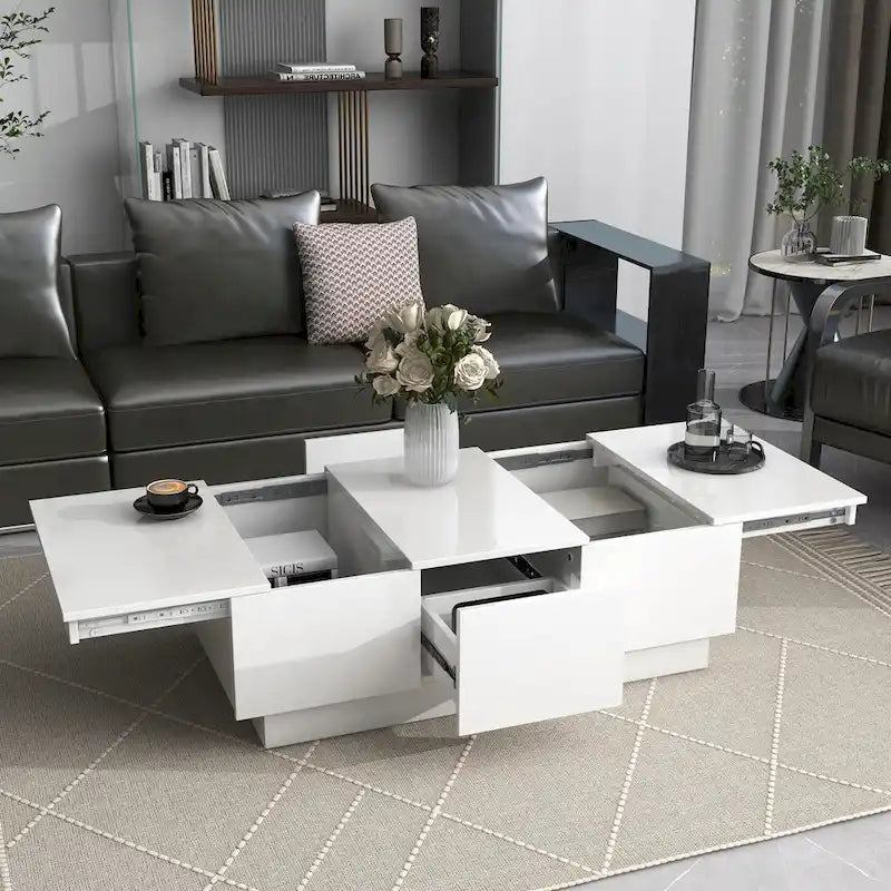Multifunctional Extendable Coffee Table Sofa Table Cocktail Table with 2 Hidden Storage Compartment