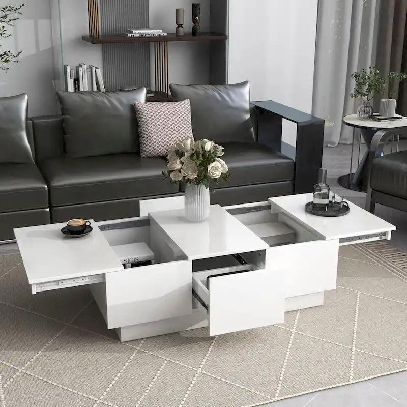 Multifunctional Extendable Coffee Table Sofa Table Cocktail Table with 2 Hidden Storage Compartment