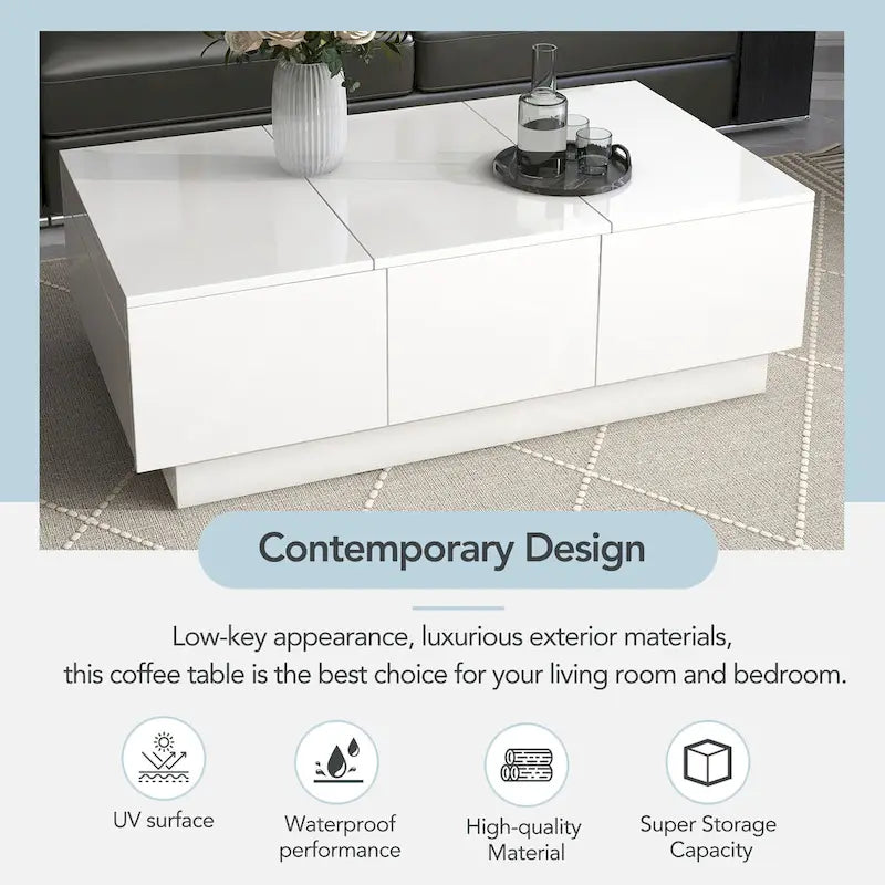 Multifunctional Extendable Coffee Table Sofa Table Cocktail Table with 2 Hidden Storage Compartment