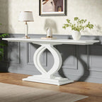 59 Inch Console Table for Entryway, White Farmhouse Sofa Tables for Living Room