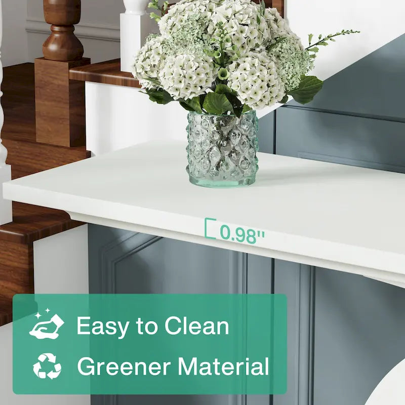 59 Inch Console Table for Entryway, White Farmhouse Sofa Tables for Living Room