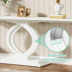 59 Inch Console Table for Entryway, White Farmhouse Sofa Tables for Living Room