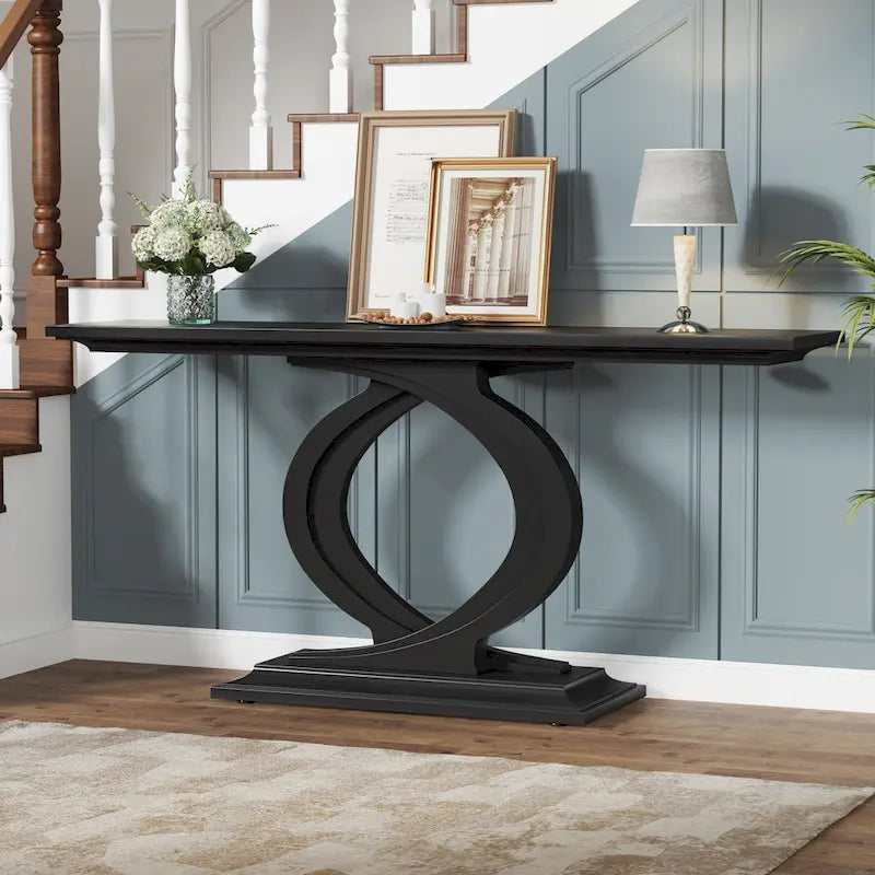 59 Inch Console Table for Entryway, White Farmhouse Sofa Tables for Living Room