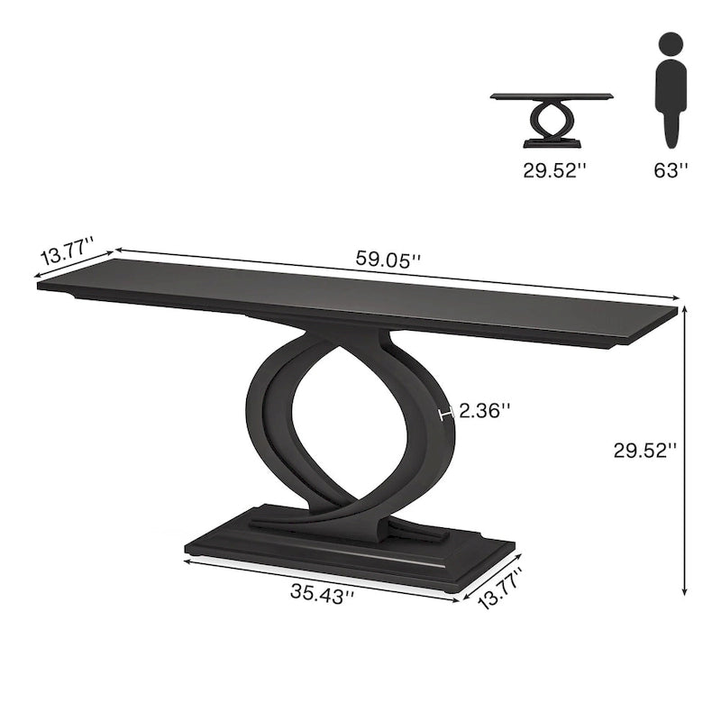 59 Inch Console Table for Entryway, White Farmhouse Sofa Tables for Living Room