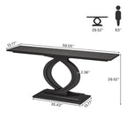 59 Inch Console Table for Entryway, White Farmhouse Sofa Tables for Living Room