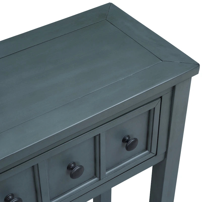 Tavolo Consolle Rustico per Ingresso, Tavolino da Divano da 60 pollici con due Cassetti di Diverse Dimensioni e Ripiano Inferiore per Riporvi Oggetti