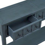 Tavolo Consolle Rustico per Ingresso, Tavolino da Divano da 60 pollici con due Cassetti di Diverse Dimensioni e Ripiano Inferiore per Riporvi Oggetti