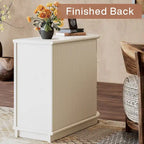 Tavolino semi-ovale a 3 cassetti in legno massello per soggiorno