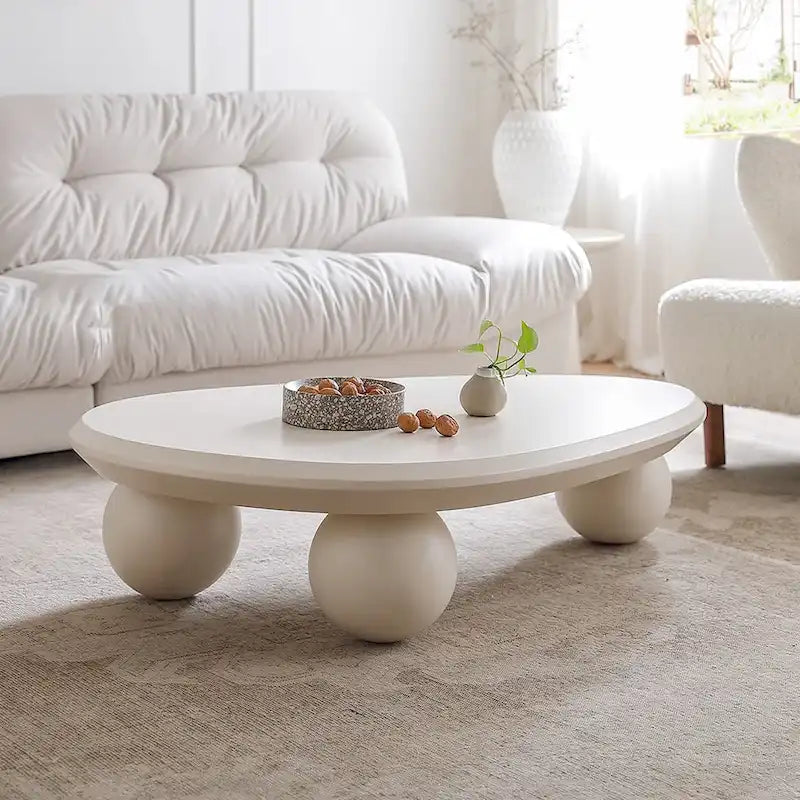 51 Modern Wood Coffee Table with 3 ball legs