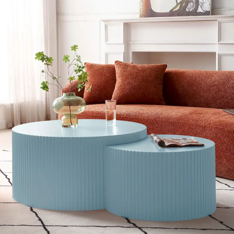 Tavolino Moderno Glam Rotondo Sovrapponibile per Soggiorno (Set di 2) Non Assemblato