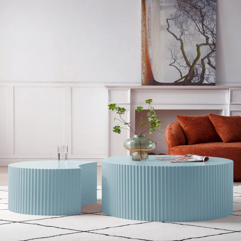 Tavolino Moderno Glam Rotondo Sovrapponibile per Soggiorno (Set di 2) Non Assemblato