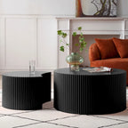 Tavolino Moderno Glam Rotondo Sovrapponibile per Soggiorno (Set di 2) Non Assemblato