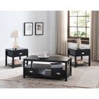 Black Finish Wood 3 Pack Coffee Table Set