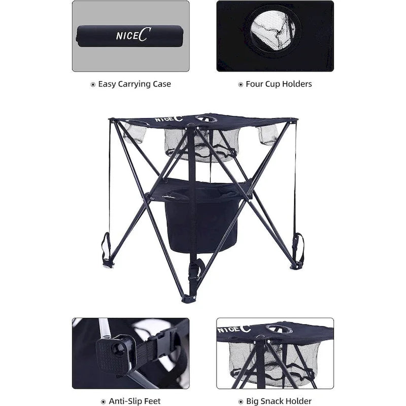 Tavolo da campeggio con borsa termica, Tavolo da tailgating, Tavolo da spiaggia, Tavolo portatile, Ultraleggero compatto con borsa per il trasporto per esterni