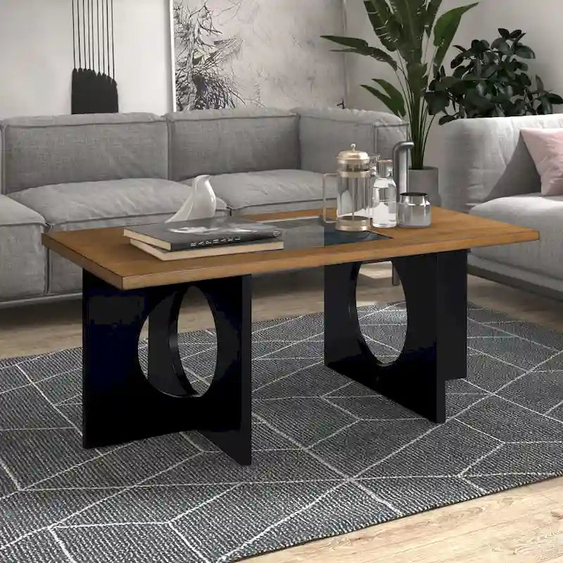 Tavolino da caffè rettangolare in legno contemporaneo 47