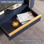 Tavolino da caffè scanalato moderno di lusso, tavolino da salotto con piano in finto marmo