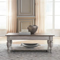 Ocean Isle Antique White & Weathered Pine Rectangular Cocktail Table