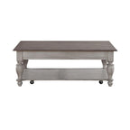 Ocean Isle Antique White & Weathered Pine Rectangular Cocktail Table
