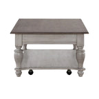 Ocean Isle Antique White & Weathered Pine Rectangular Cocktail Table