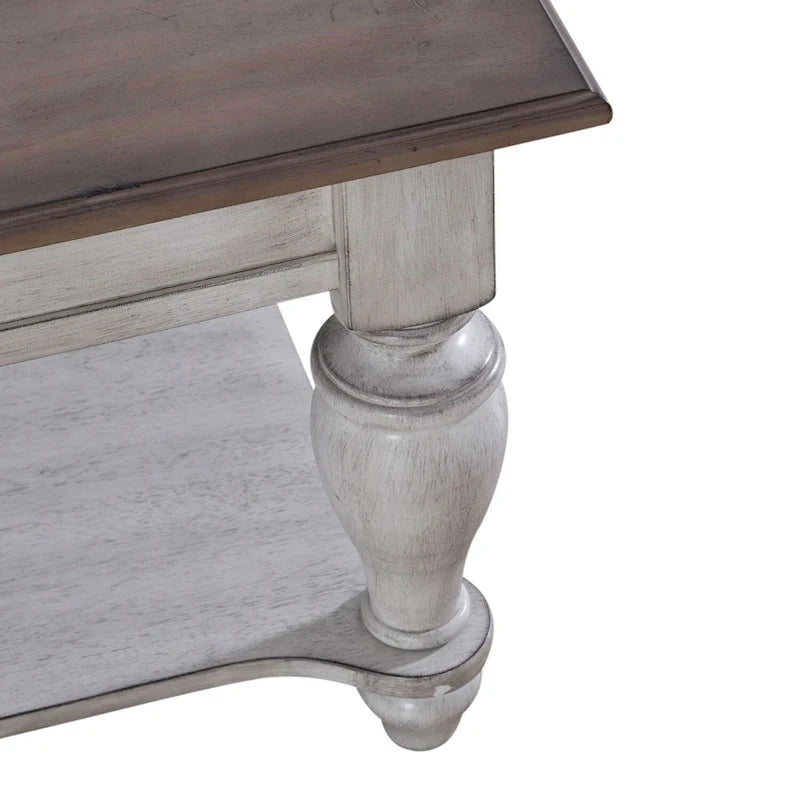 Ocean Isle Antique White & Weathered Pine Rectangular Cocktail Table