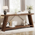 Consolle Rustica in Legno da 180 cm con Ripiano Contenitore