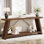 Consolle Rustica in Legno da 180 cm con Ripiano Contenitore