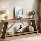 Consolle Rustica in Legno da 180 cm con Ripiano Contenitore