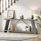 Consolle Rustica in Legno da 180 cm con Ripiano Contenitore