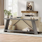 Consolle Rustica in Legno da 180 cm con Ripiano Contenitore