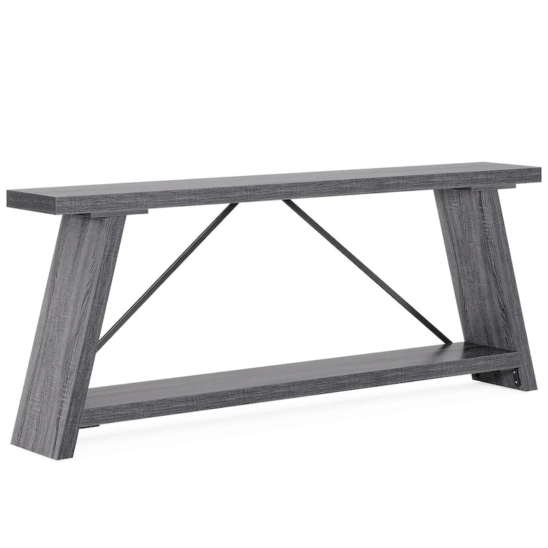 Consolle Rustica in Legno da 180 cm con Ripiano Contenitore