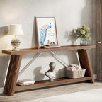 Consolle Rustica in Legno da 180 cm con Ripiano Contenitore
