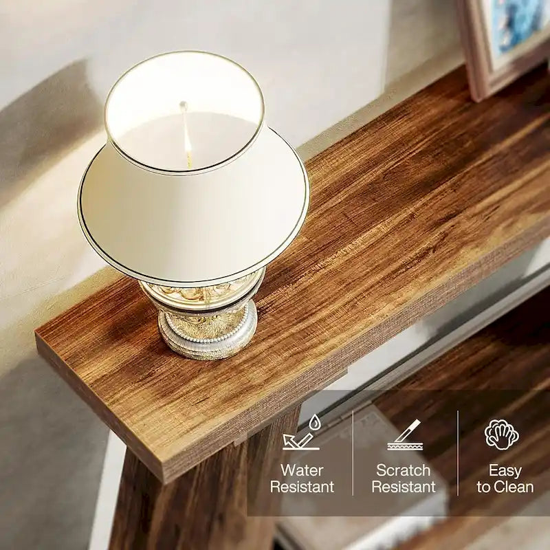 Consolle Rustica in Legno da 180 cm con Ripiano Contenitore