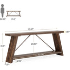 Consolle Rustica in Legno da 180 cm con Ripiano Contenitore