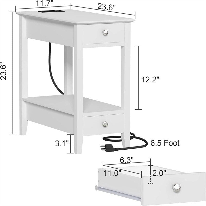 Tavolino con Stazione di Ricarica - 23.62P x 11.81L x 23.62A