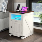 Moasis Set di 2 Tavolini da Divano da Fattoria a LED con Stazione di Ricarica e Porte USB