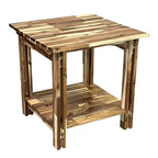 Tavolino terminale architettonico in legno di acacia con ripiano